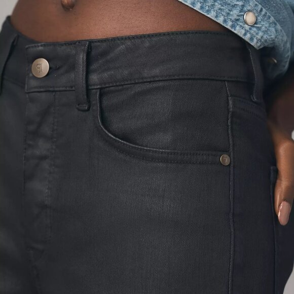 pilcro The Yaya Coated Mid-Rise Crop Flare Jeans size 25 black color new - Picture 2 of 4